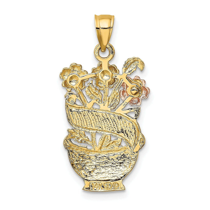 Lovely Rita's Pendants & Charms 14K Two Tone Gold, White Rhodium #1 MOM Flower Basket Design Charm Pendant