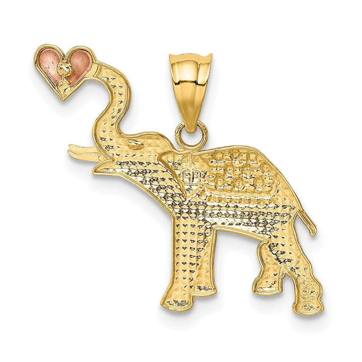 Lovely Rita's Pendants & Charms 14k Two Tone Gold White Rhodium Solid Elephant Holding Heart Shape Design Charm Pendant