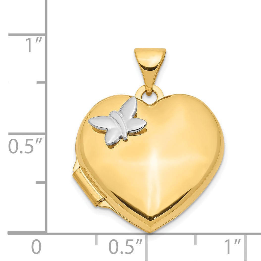 Lovely Rita's Pendants & Charms 14k Two-Tone Heart Butterfly Locket Pendant