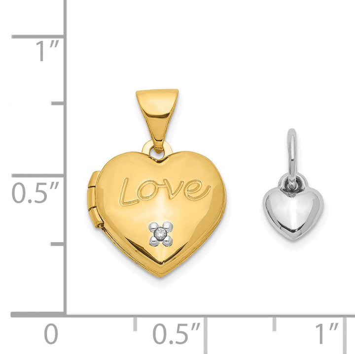 Lovely Rita's Pendants & Charms 14k Two-tone Heart Locket and Heart Pendant