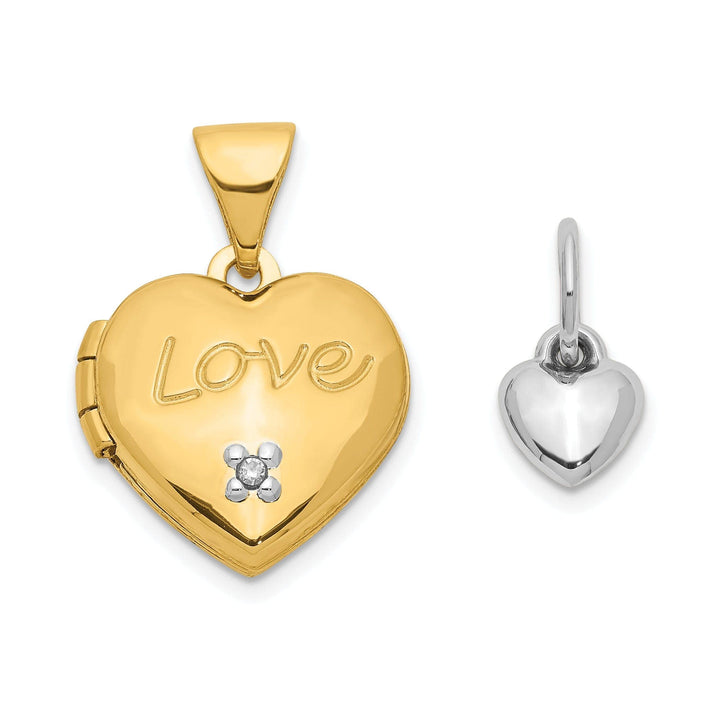 Lovely Rita's Pendants & Charms 14k Two-tone Heart Locket and Heart Pendant