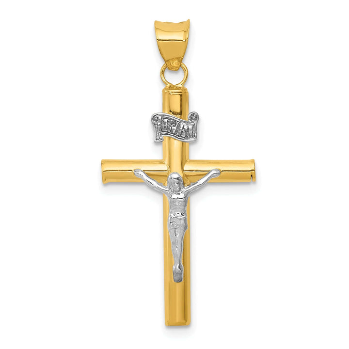 Lovely Rita's Pendants & Charms 14k Two-tone INRI Crucifix Hollow Cross Pendant