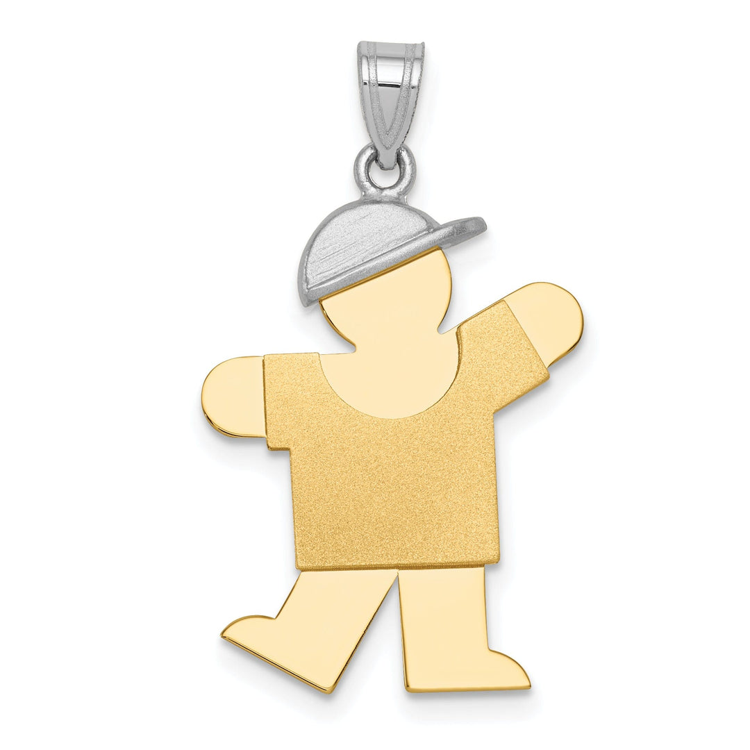 Lovely Rita's Pendants & Charms 14k Two-tone Large Polished Kiss Boy With Hat Charm