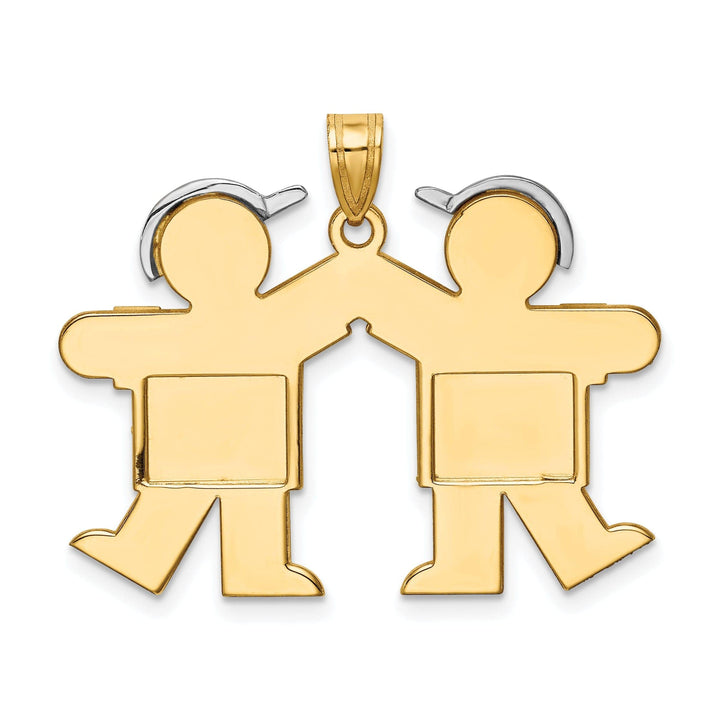 Lovely Rita's Pendants & Charms 14k Two-tone Large Twin Boys With Hats Kiss Charm
