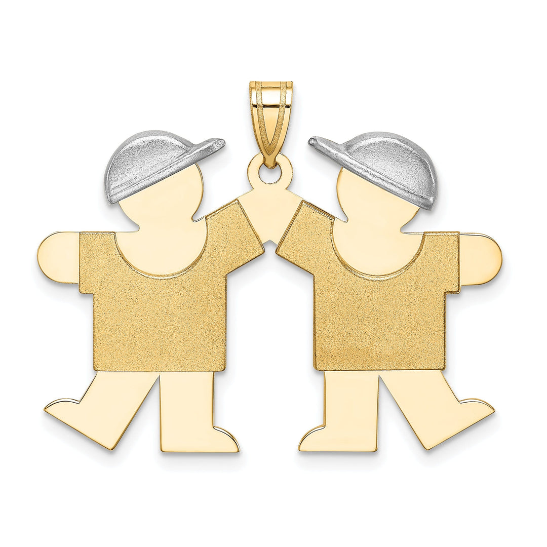 Lovely Rita's Pendants & Charms 14k Two-tone Large Twin Boys With Hats Kiss Charm