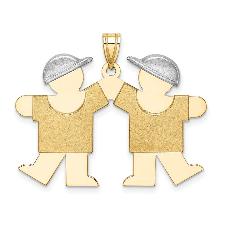 Lovely Rita's Pendants & Charms 14k Two-tone Large Twin Boys With Hats Kiss Charm