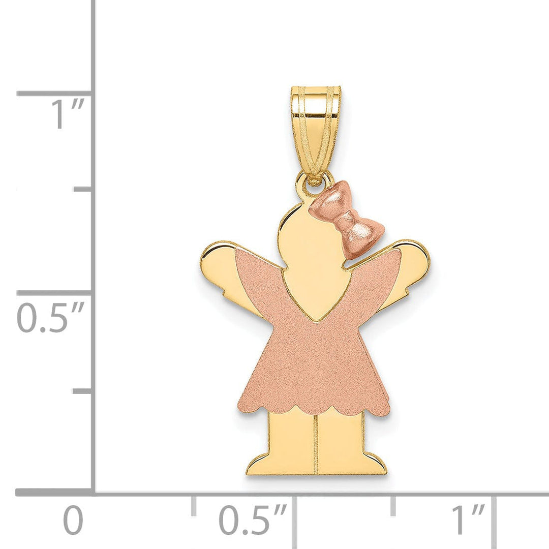 Lovely Rita's Pendants & Charms 14k Two-tone Polished Girl With Bow Love Charm