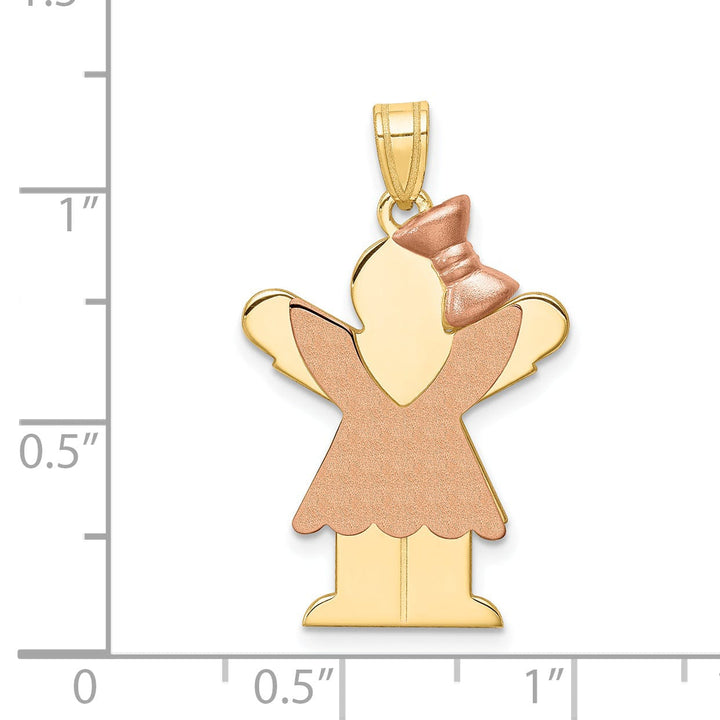 Lovely Rita's Pendants & Charms 14k Two-tone Polished Girl With Bow Love Charm