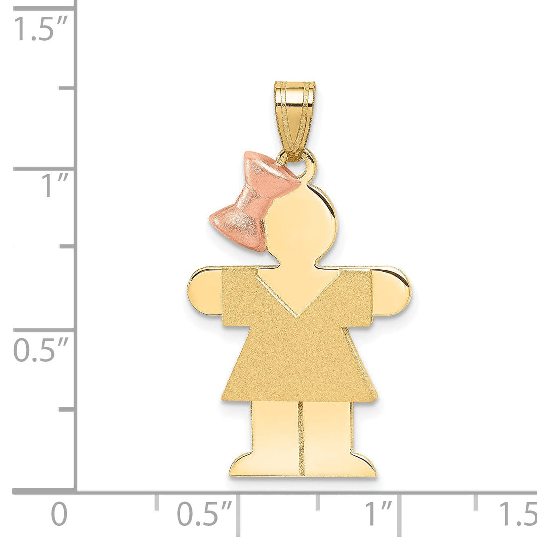 Lovely Rita's Pendants & Charms 14k Two-tone Polished Hugs Girl With Bow Charm