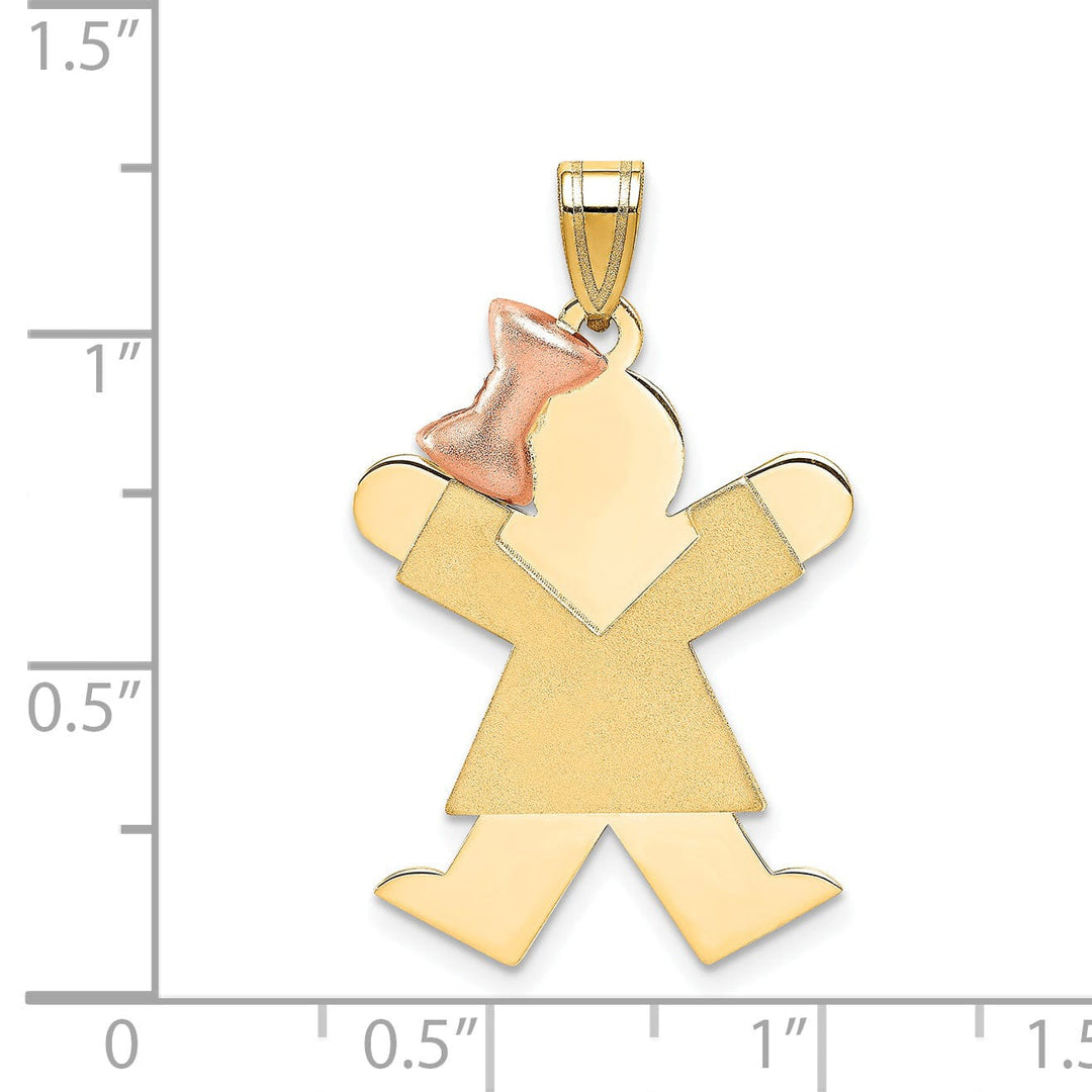 Lovely Rita's Pendants & Charms 14k Two-tone Polished Joy Girl With Bow Charm