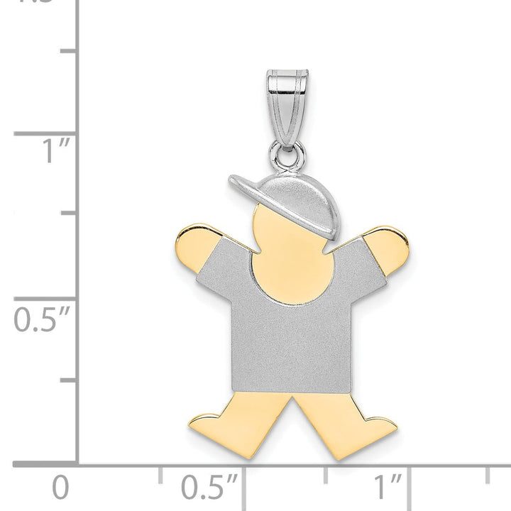 Lovely Rita's Pendants & Charms 14k Two-tone Polished Large Boy With Hat Joy Charm