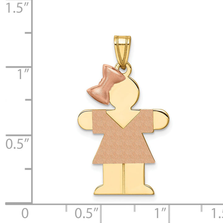 Lovely Rita's Pendants & Charms 14k Two-tone Polished Large Girl Bow Hugs Charm