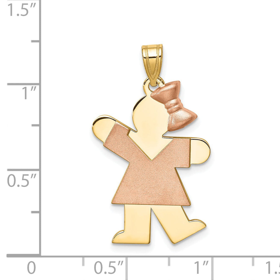 Lovely Rita's Pendants & Charms 14k Two-tone Polished Large Girl Bow Kiss Charm