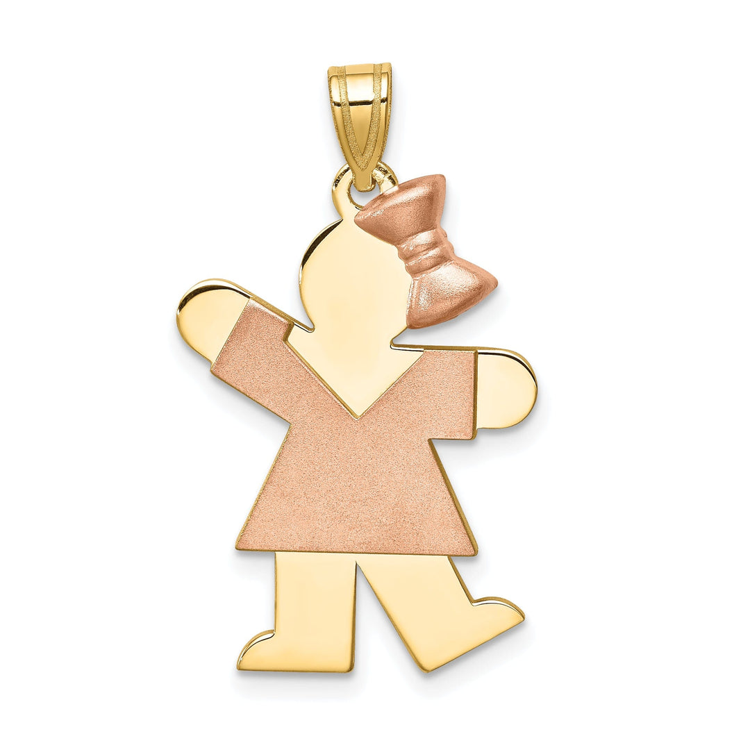 Lovely Rita's Pendants & Charms 14k Two-tone Polished Large Girl Bow Kiss Charm