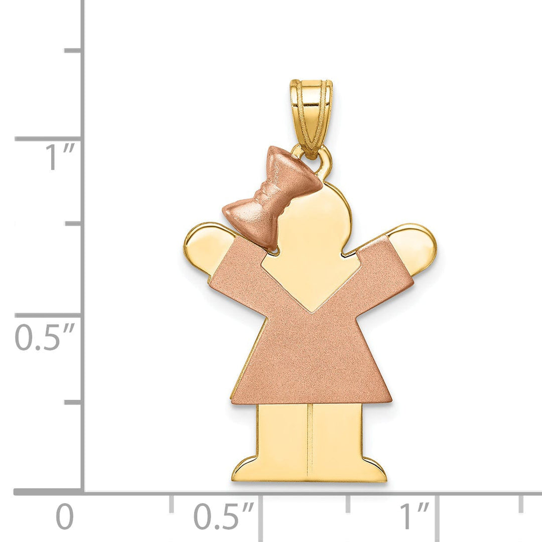 Lovely Rita's Pendants & Charms 14k Two-tone Polished Large Girl Bow Love Charm