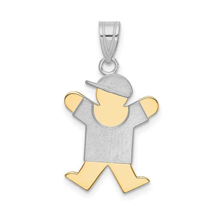Lovely Rita's Pendants & Charms 14k Two-tone Polished Small Boy With Hat Joy Charm