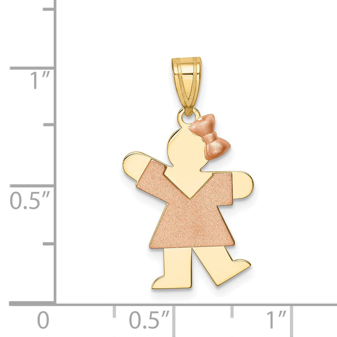 Lovely Rita's Pendants & Charms 14k Two-tone Polished Small Girl Bow Kiss Charm