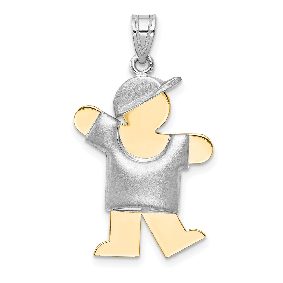 Lovely Rita's Pendants & Charms 14k Two-tone Puffed Boy With Hat Kiss Charm