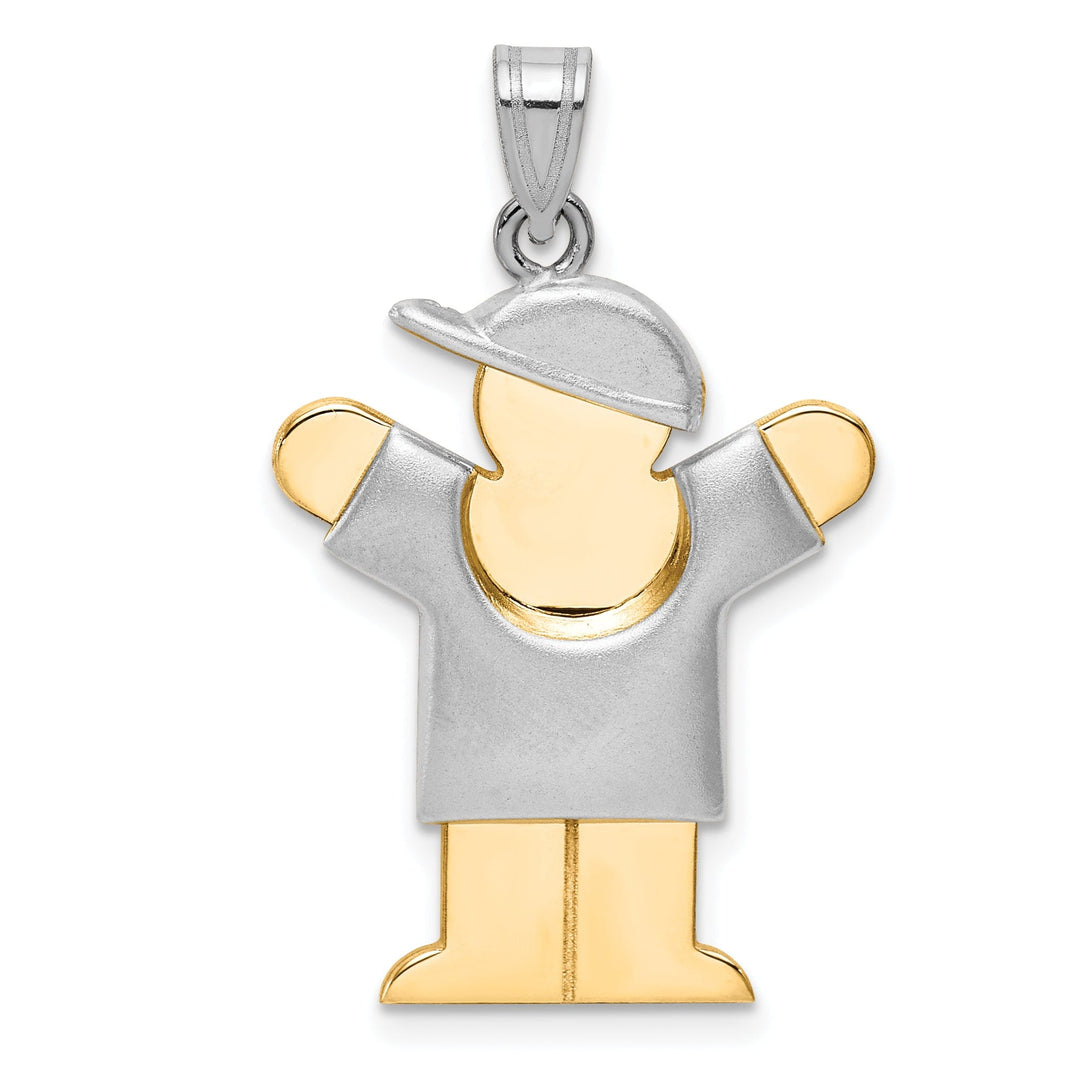 Lovely Rita's Pendants & Charms 14k Two-tone Puffed Boy With Hat Love Charm