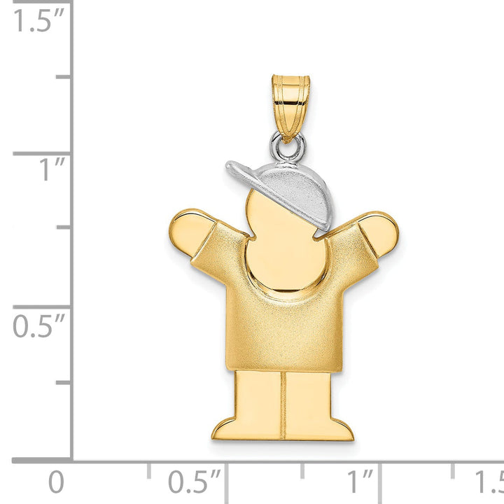 Lovely Rita's Pendants & Charms 14k Two-tone Puffed Boy With Hat Love Charm