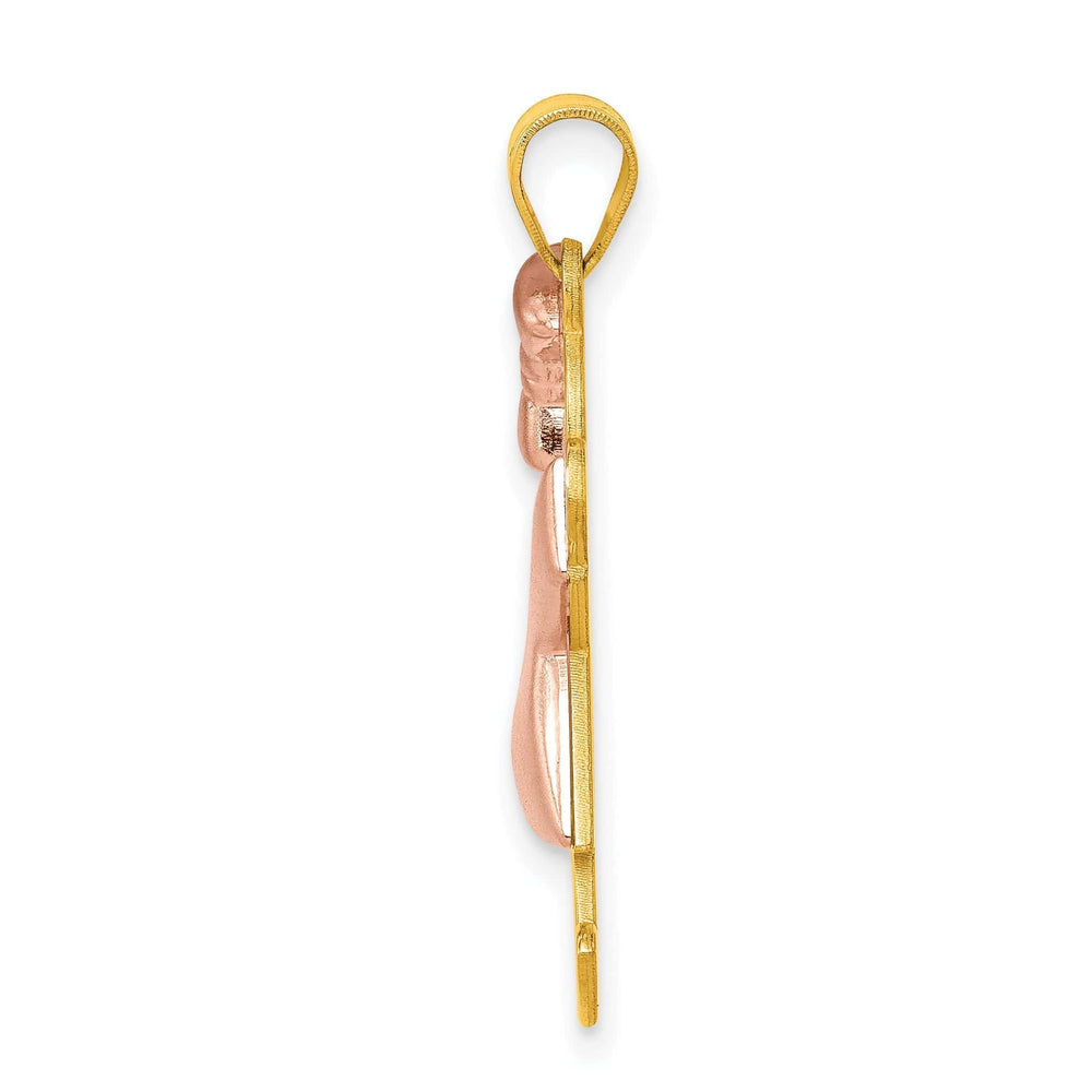 Lovely Rita's Pendants & Charms 14k Two-tone Puffed Girl With Bow Joy Charm
