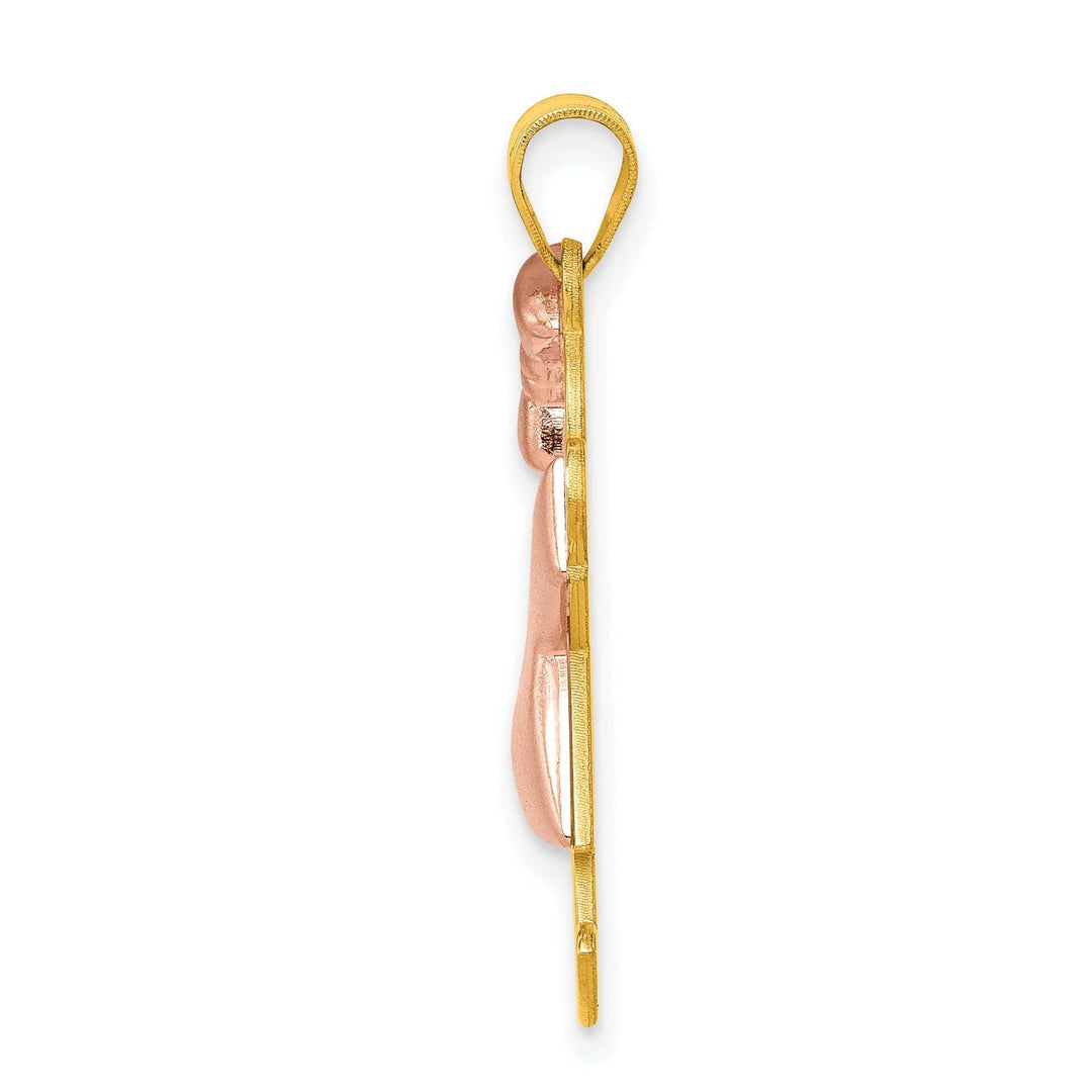 Lovely Rita's Pendants & Charms 14k Two-tone Puffed Girl With Bow Joy Charm