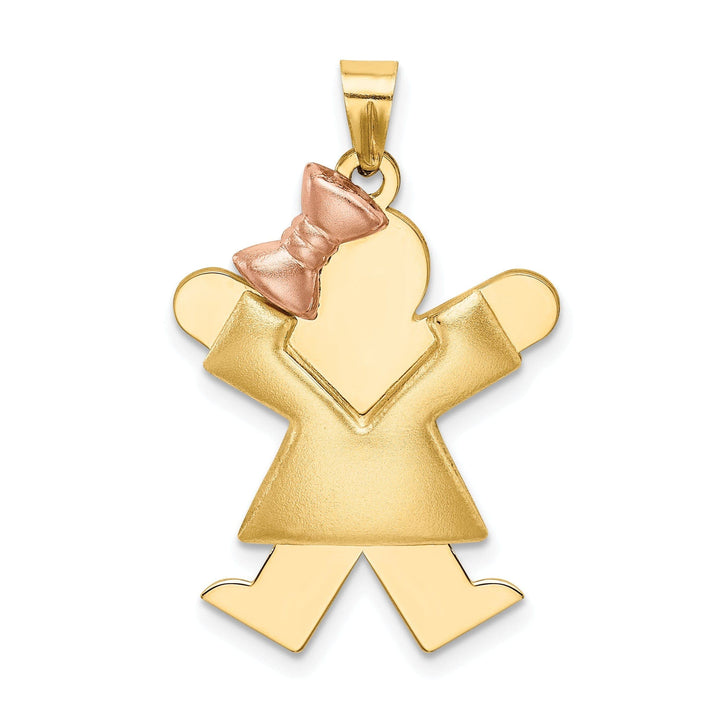 Lovely Rita's Pendants & Charms 14k Two-tone Puffed Girl With Bow Joy Charm