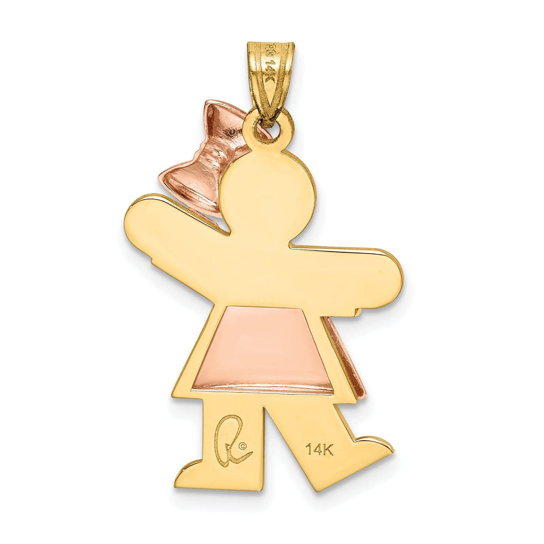 Lovely Rita's Pendants & Charms 14k Two-tone Puffed Girl With Bow Kiss Charm