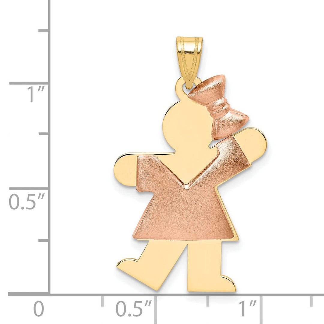 Lovely Rita's Pendants & Charms 14k Two-tone Puffed Girl With Bow Kiss Charm