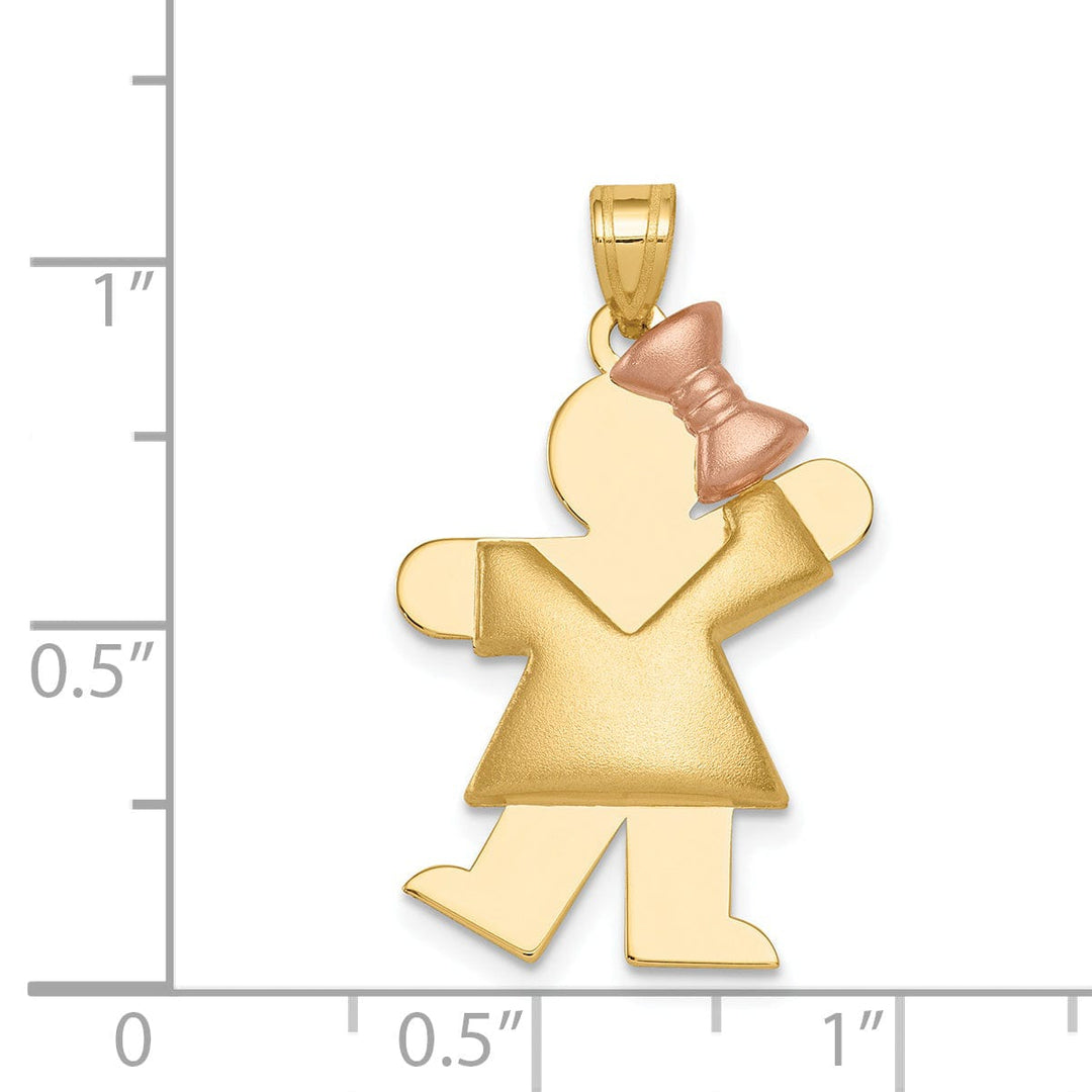 Lovely Rita's Pendants & Charms 14k Two-tone Puffed Girl With Bow Kiss Charm