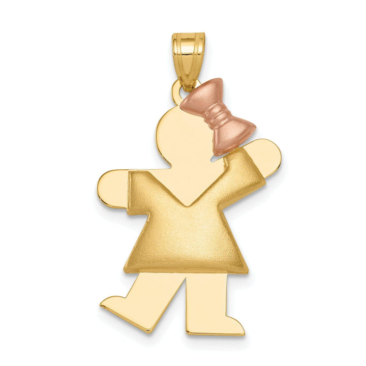 Lovely Rita's Pendants & Charms 14k Two-tone Puffed Girl With Bow Kiss Charm