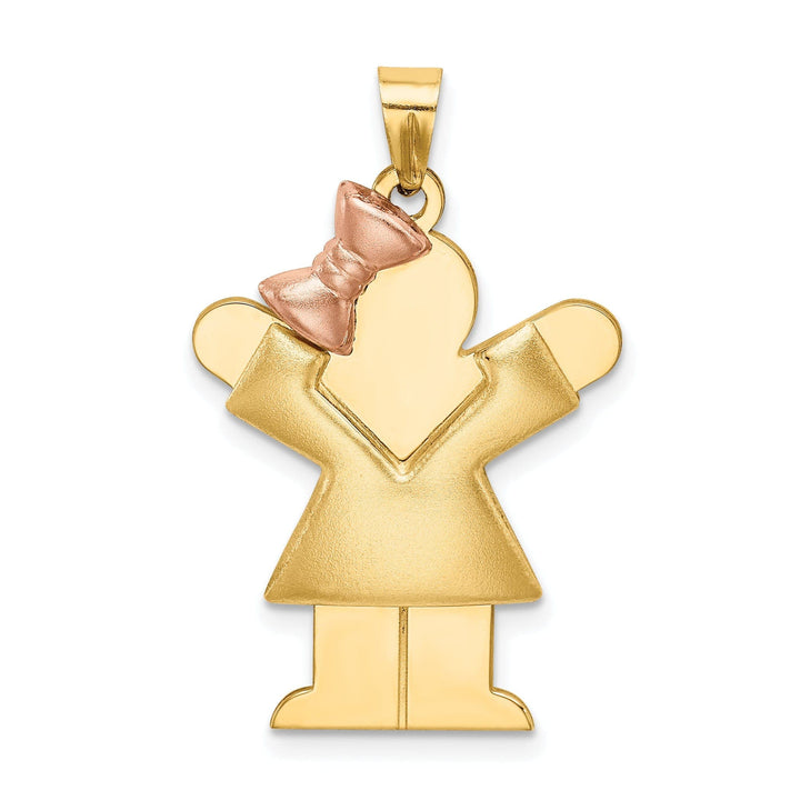 Lovely Rita's Pendants & Charms 14k Two-tone Puffed Girl With Bow Love Charm