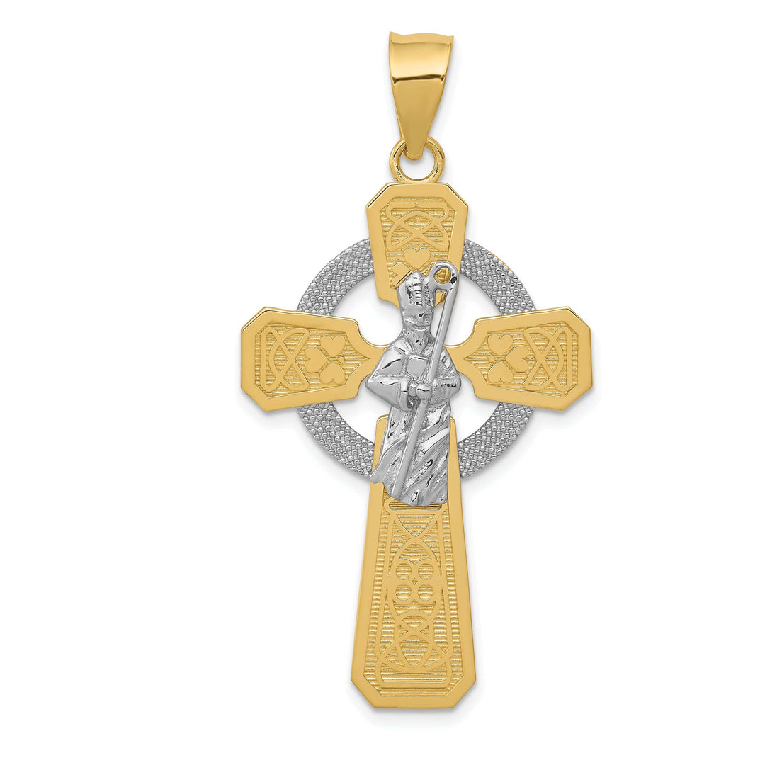 Lovely Rita's Pendants & Charms 14k Two-tone Rhodium St. Patrick Celtic Cross