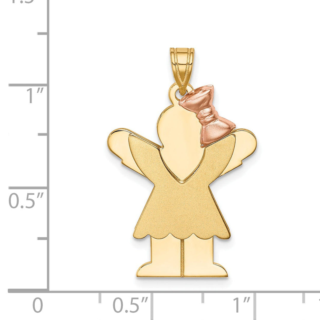 Lovely Rita's Pendants & Charms 14k Two-tone Ruffled Girl With Bow Love Charm