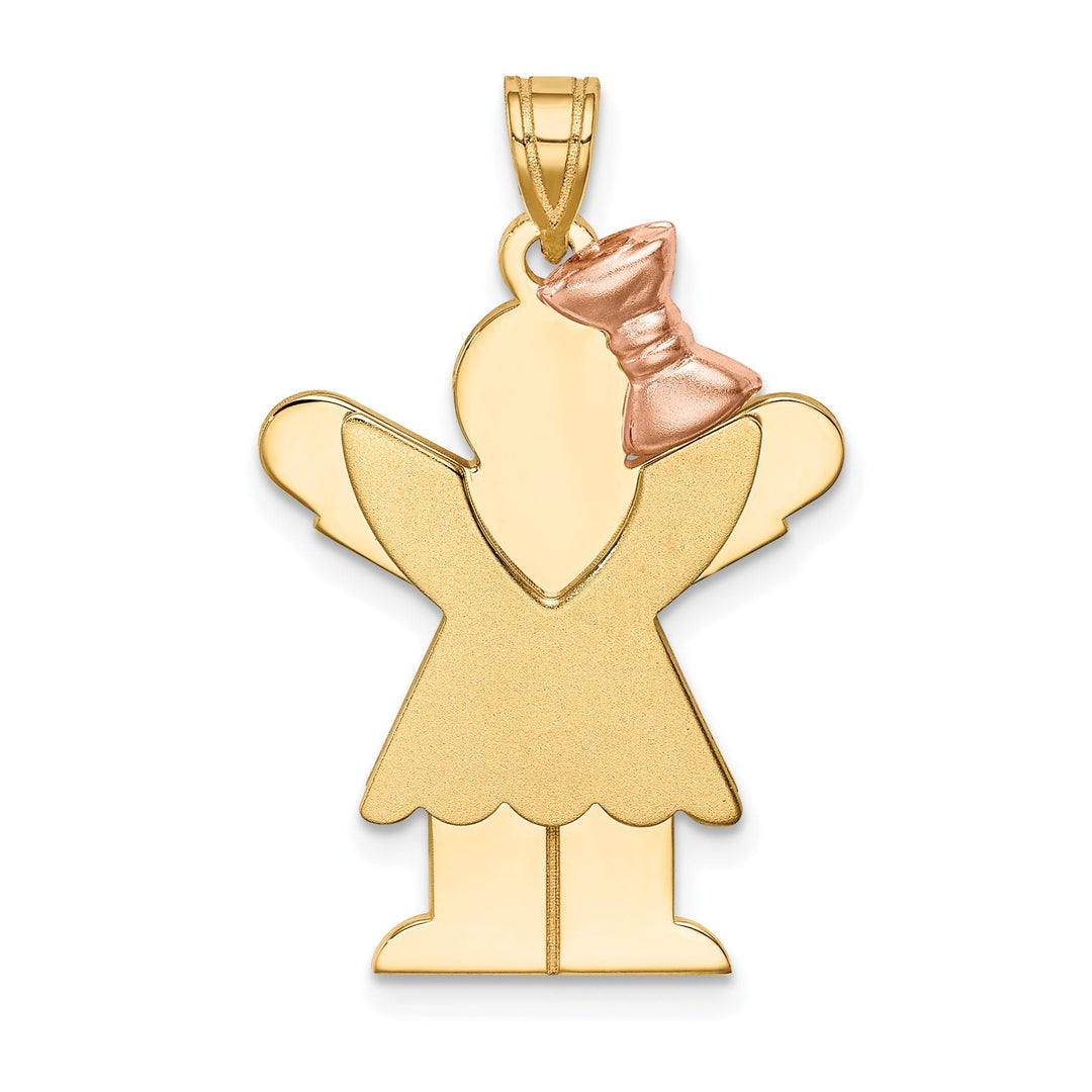 Lovely Rita's Pendants & Charms 14k Two-tone Ruffled Girl With Bow Love Charm