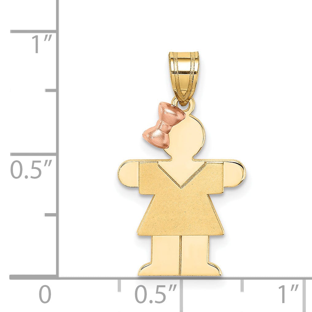 Lovely Rita's Pendants & Charms 14k Two-tone Small Polished Hugs Girl With Bow Charm
