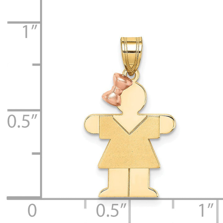 Lovely Rita's Pendants & Charms 14k Two-tone Small Polished Hugs Girl With Bow Charm