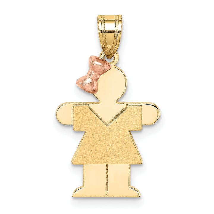 Lovely Rita's Pendants & Charms 14k Two-tone Small Polished Hugs Girl With Bow Charm