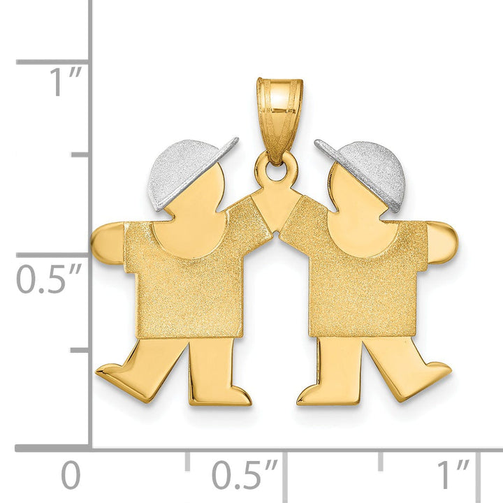 Lovely Rita's Pendants & Charms 14k Two-tone Small Twin Boys With Hats Kiss Charm