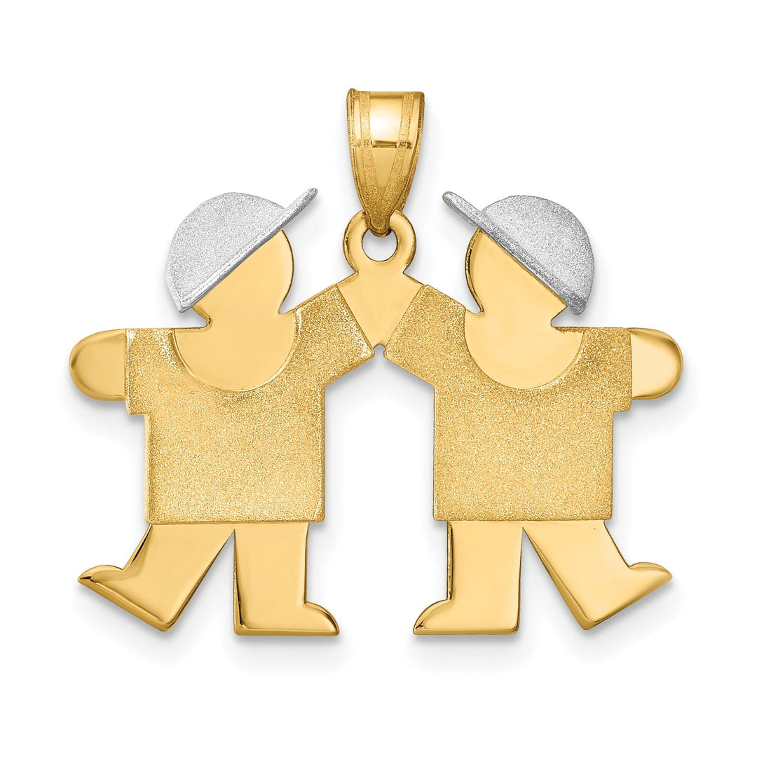 Lovely Rita's Pendants & Charms 14k Two-tone Small Twin Boys With Hats Kiss Charm