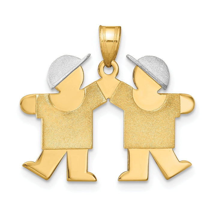 Lovely Rita's Pendants & Charms 14k Two-tone Small Twin Boys With Hats Kiss Charm