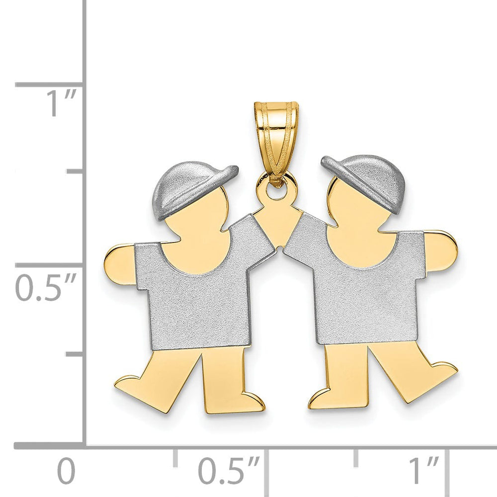 Lovely Rita's Pendants & Charms 14k Two-tone Small Twin Boys With Hats Kiss Charm