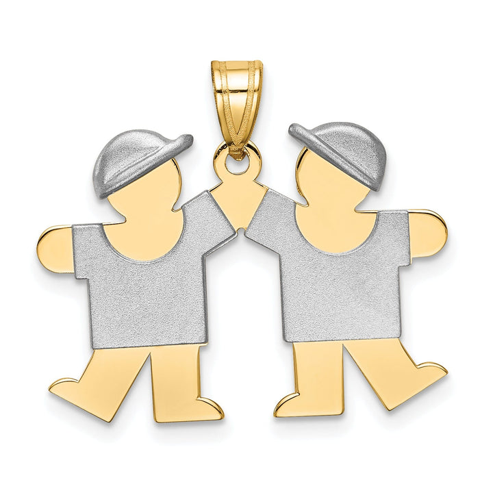 Lovely Rita's Pendants & Charms 14k Two-tone Small Twin Boys With Hats Kiss Charm
