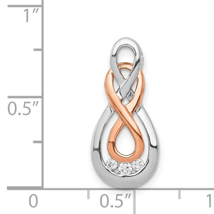 Lovely Rita's Pendants & Charms 14k White and Rose Gold 0.07-CT Diamond Double Infinity Chain Slide Pendant