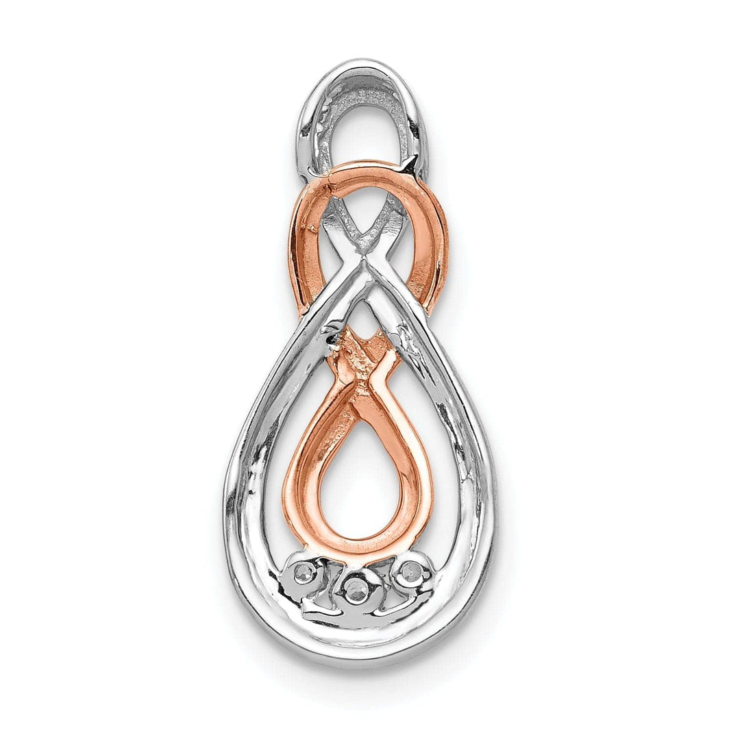 Lovely Rita's Pendants & Charms 14k White and Rose Gold 0.07-CT Diamond Double Infinity Chain Slide Pendant