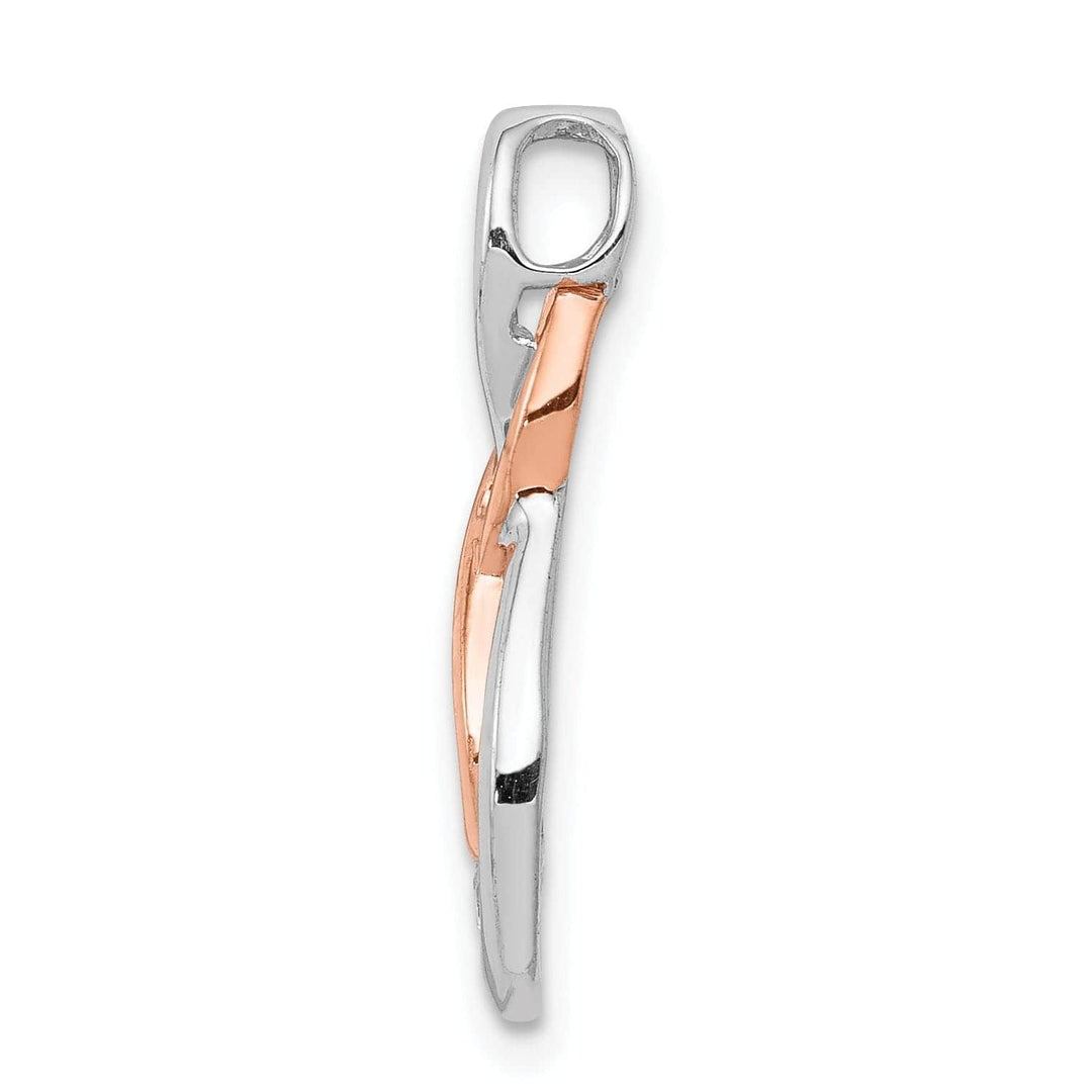 Lovely Rita's Pendants & Charms 14k White and Rose Gold 0.07-CT Diamond Double Infinity Chain Slide Pendant