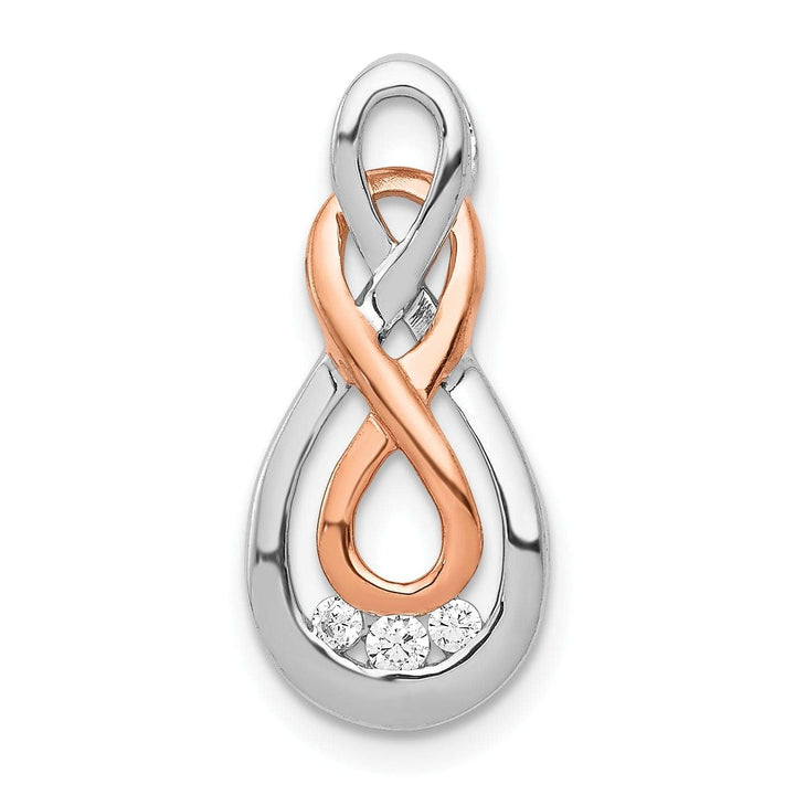 Lovely Rita's Pendants & Charms 14k White and Rose Gold 0.07-CT Diamond Double Infinity Chain Slide Pendant