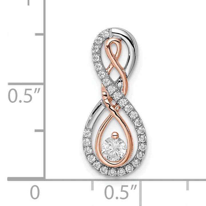 Lovely Rita's Pendants & Charms 14k White and Rose Gold Fancy Infinity Design 0.245-CT Diamond Chain Slide