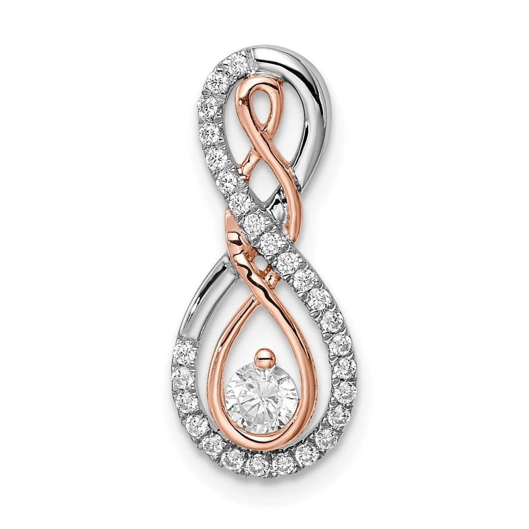 Lovely Rita's Pendants & Charms 14k White and Rose Gold Fancy Infinity Design 0.245-CT Diamond Chain Slide