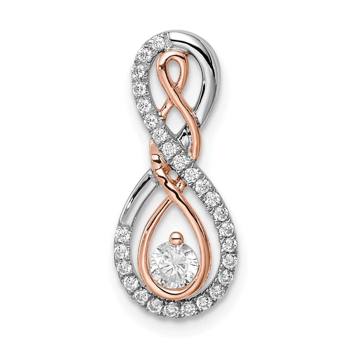 Lovely Rita's Pendants & Charms 14k White and Rose Gold Fancy Infinity Design 0.245-CT Diamond Chain Slide